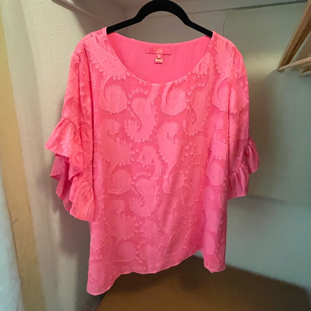 Lilly Pulitzer Hot Pink Seahorse Blouse